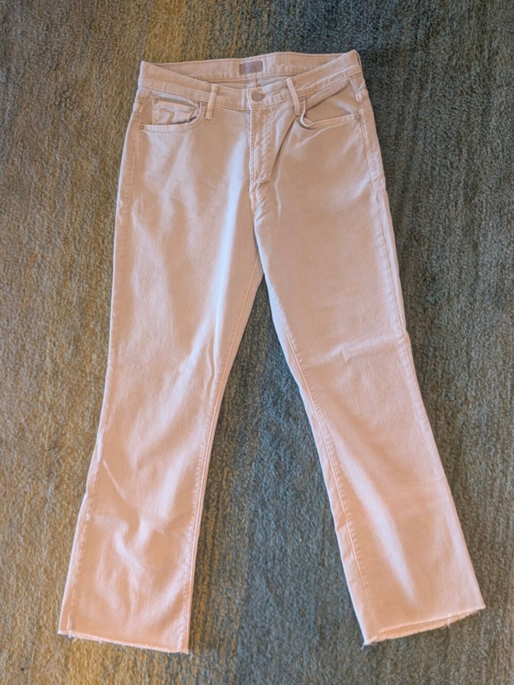 MOTHER The Insider Ankle Fray in Chalk It Up 30 x 27 Jeans Pants denim Tan beige - Picture 6 of 16